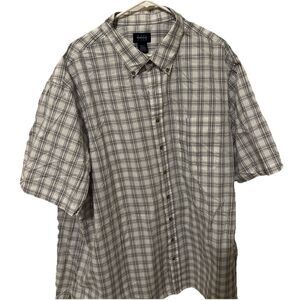 Harbor Bay Men’s Button Up  3 Xlt Brown &white Plaid
